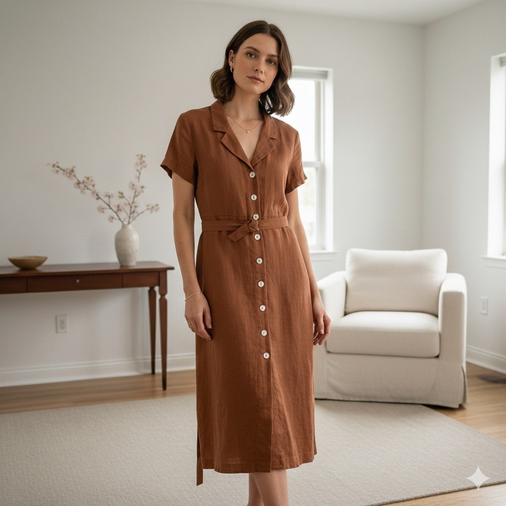 Quince 100% Linen Midi Dress
